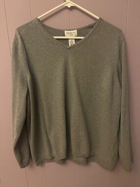 Parisian Works Soft Gray Crewneck Cotton Top